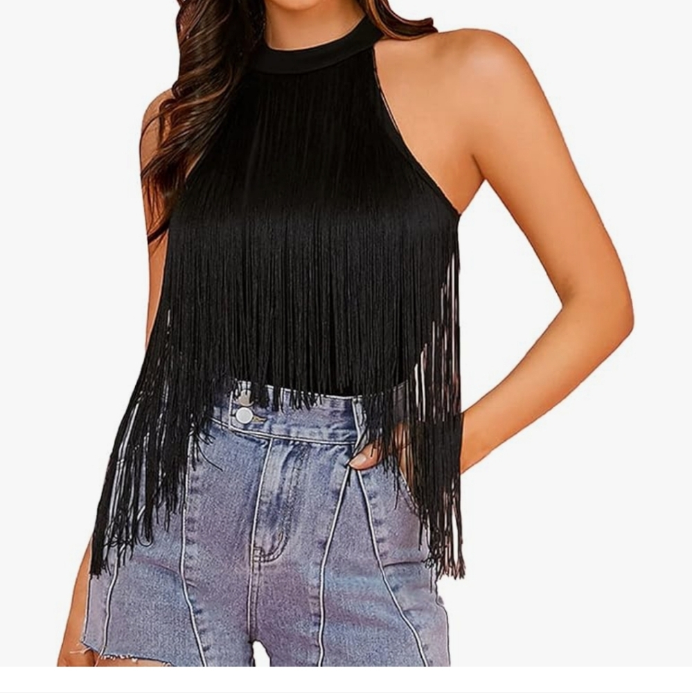 Black Fringe Bodysuit